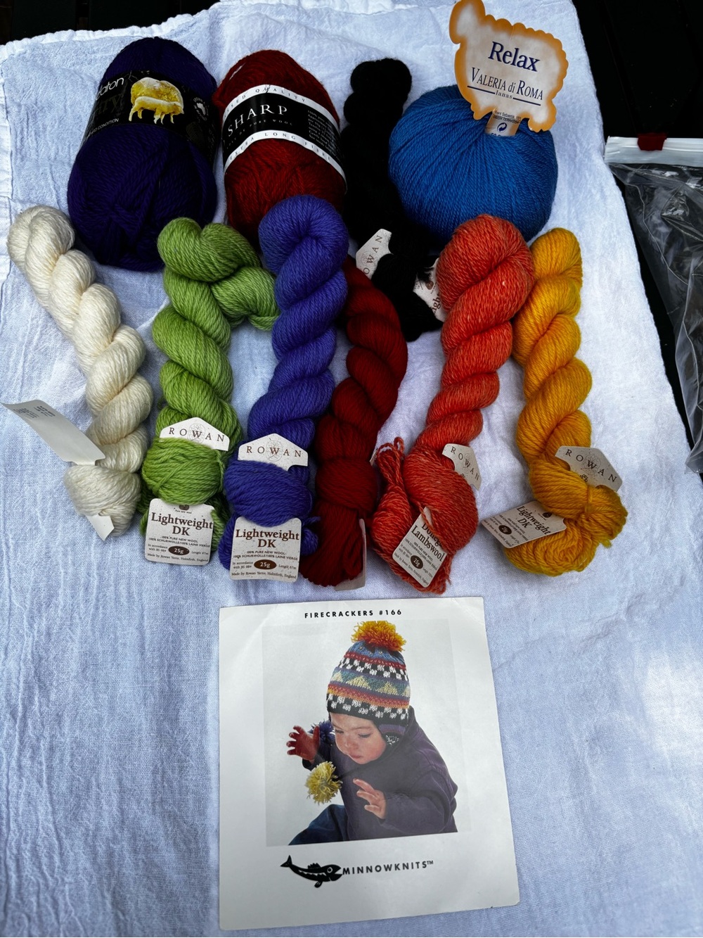 Fair Isle knit hat With Ear Flaps Pattern & Lot of yarn see description.